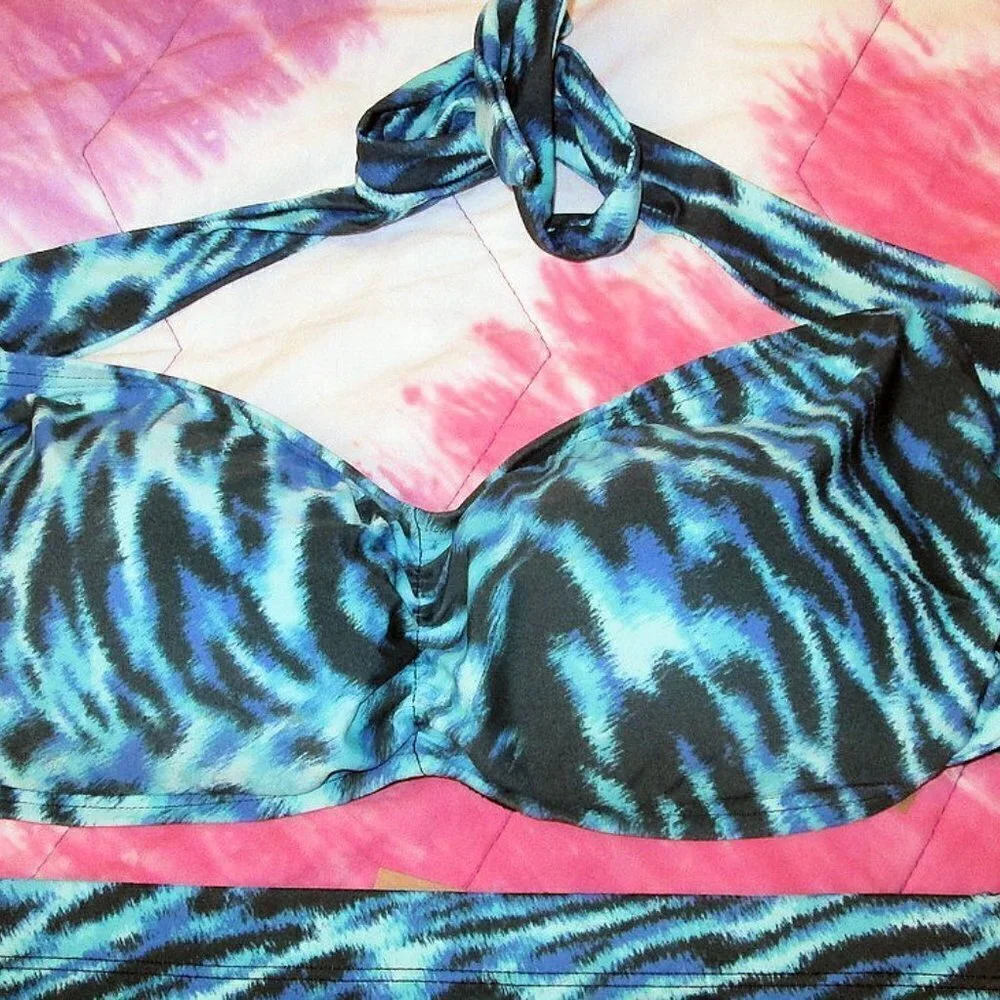 Exotic Animal Print Bikini Size 18 Swimsuit High Waist Covertible 2 Piece NWT